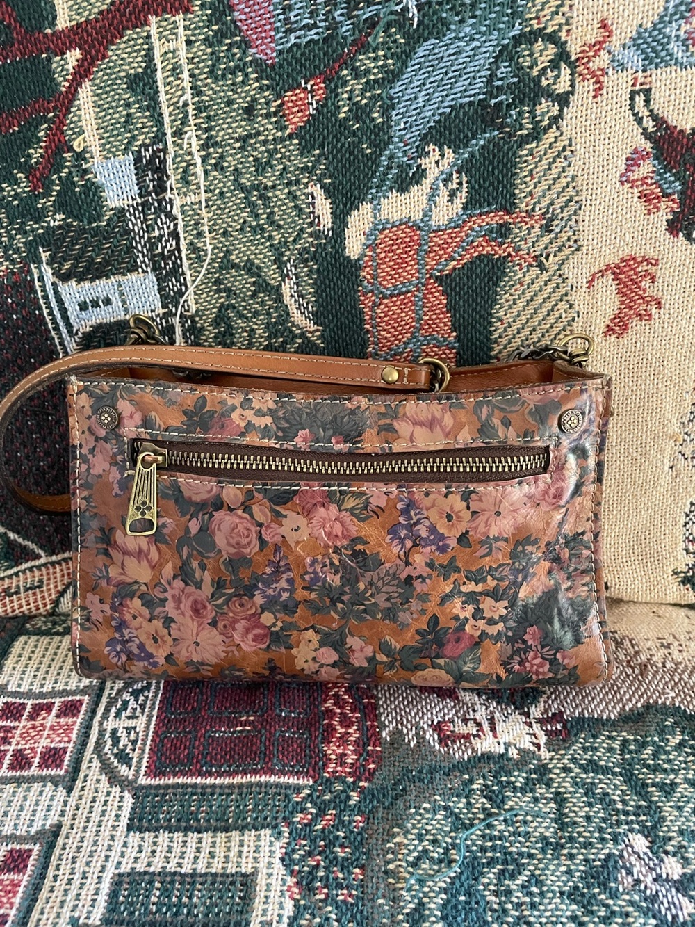 Patricia Nash Floral-Print Leather Bag in Brown
